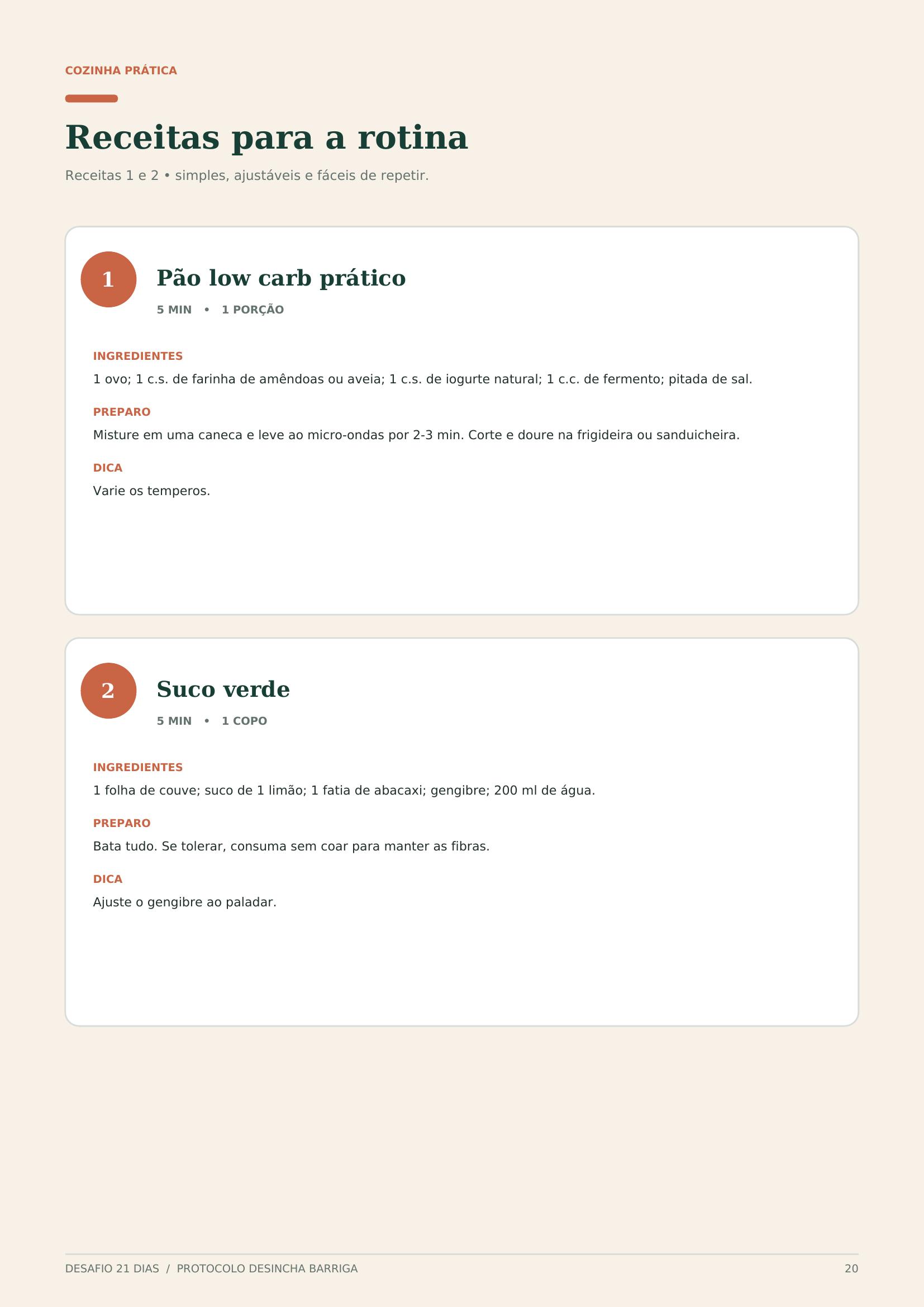 Receitas práticas para a rotina